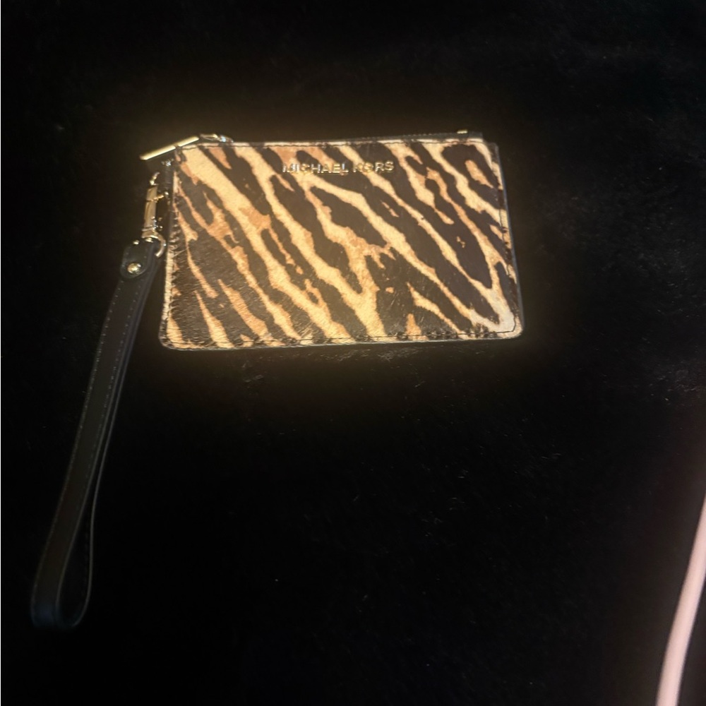 Michael Kors Animal Print Wristlet - Black & Brown